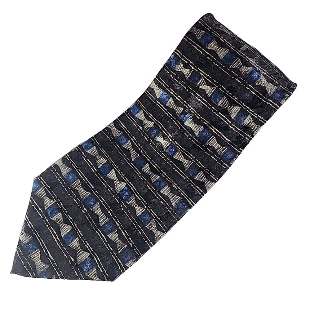 Geoffery Beene Blue Geometric Silk Necktie - Made in Italy - Like New